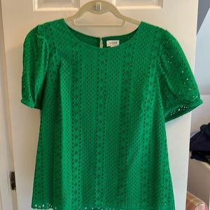 Beautiful J Crew eyelet top in emerald green. Excellent condition.